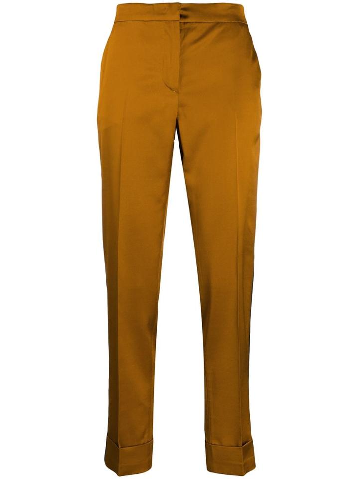 Pt01 Contrast Stripe Detail Trousers - Brown