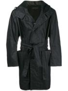 Ann Demeulemeester Hooded Belted Coat - Black