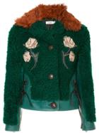 Coach Embellished Shearling Jacket - Green