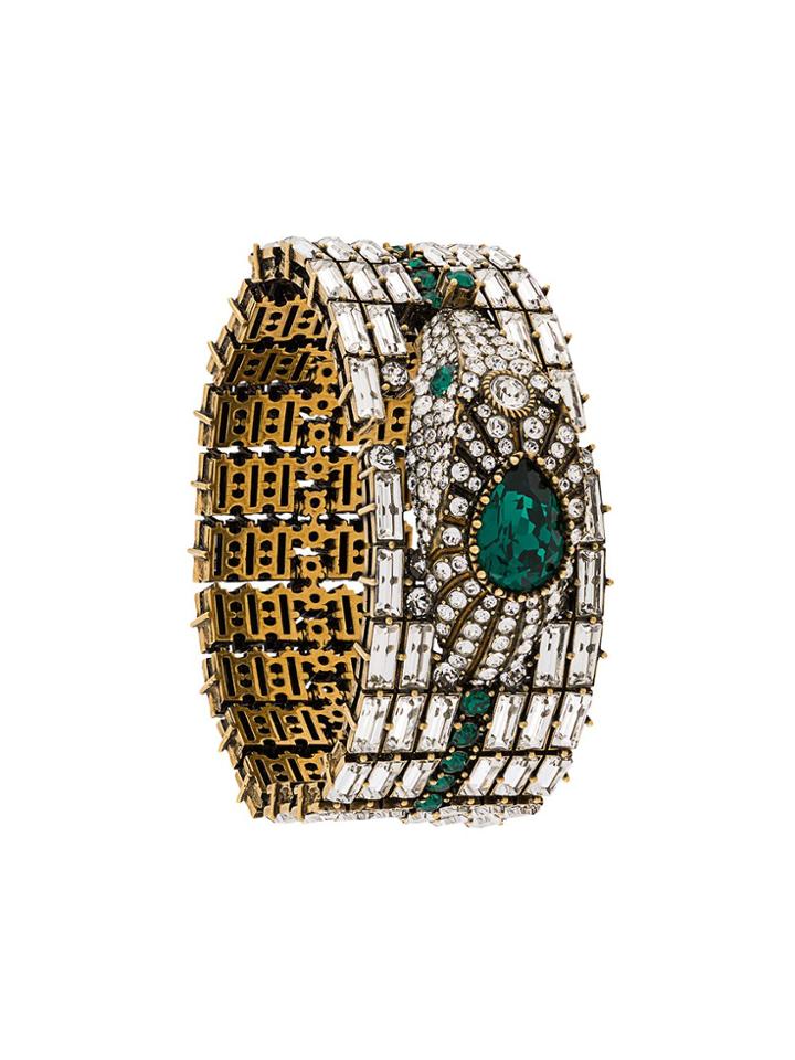 Gucci Crystals Detail Bangle - Silver