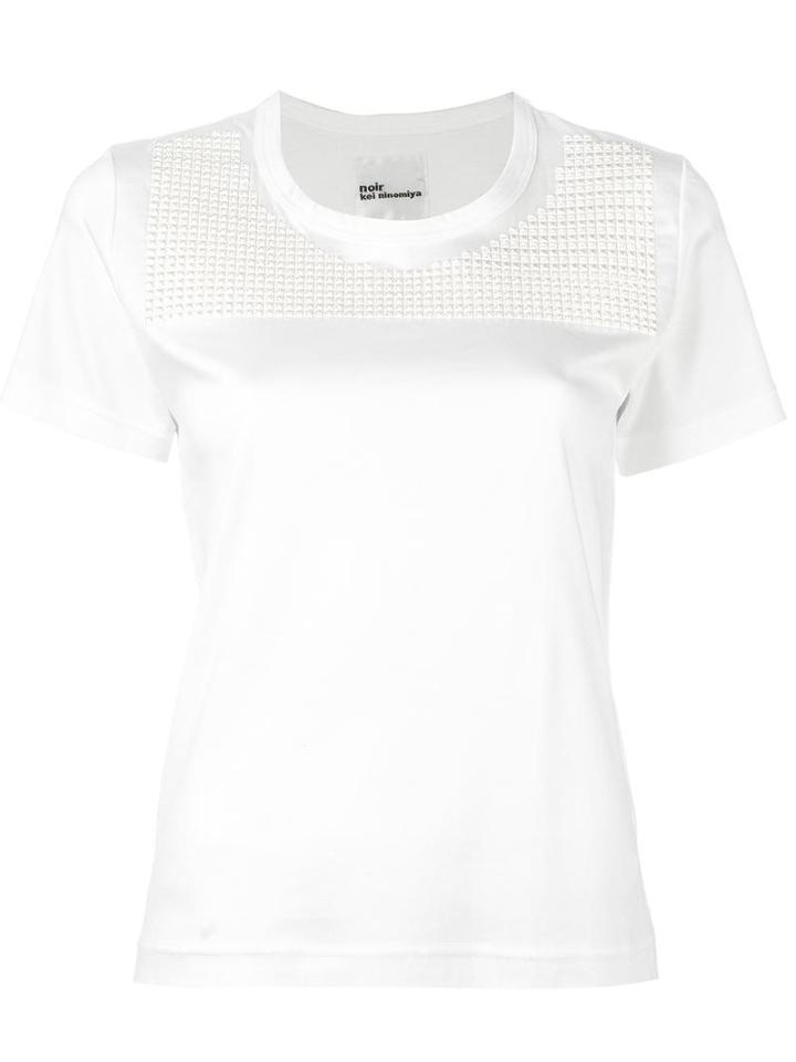 Comme Des Garçons Noir Kei Ninomiya Embellished Front T-shirt, Women's, Size: Medium, White, Cotton/rayon