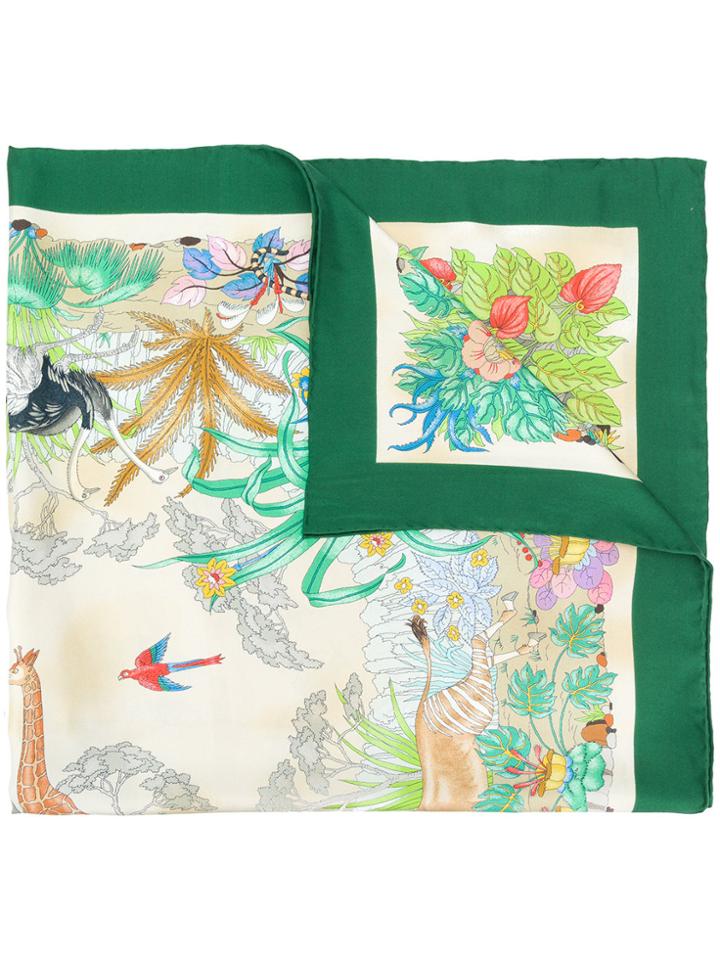 Gucci Flora Print Scarf - Green