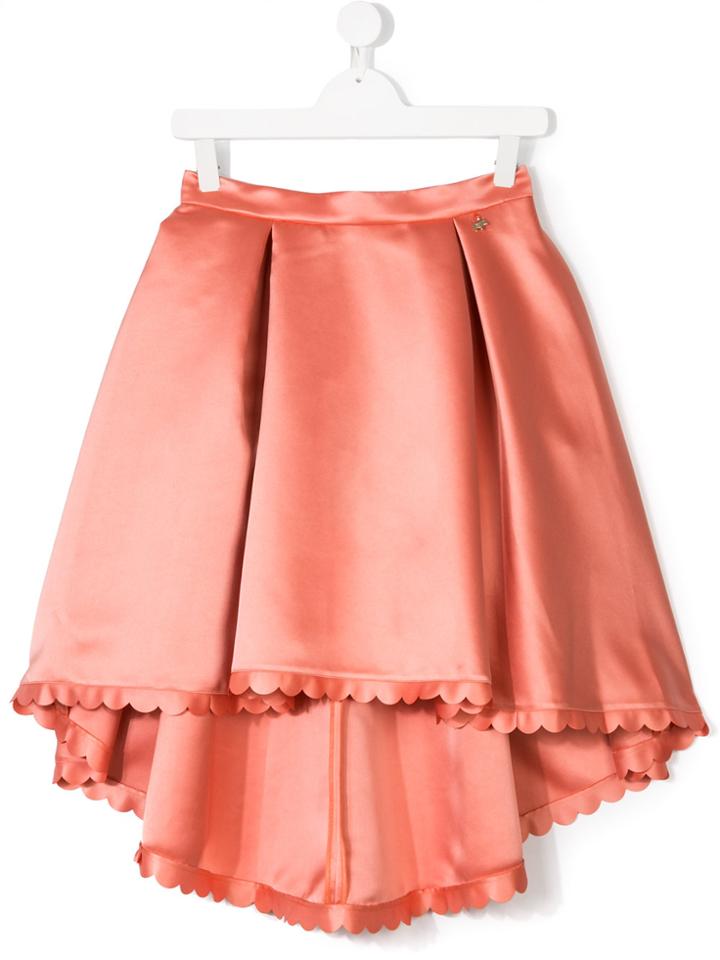 Elisabetta Franchi La Mia Bambina Scalloped Trim Skirt - Pink & Purple