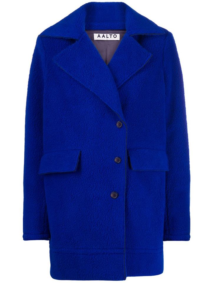 Aalto Off-center Button Coat - Blue