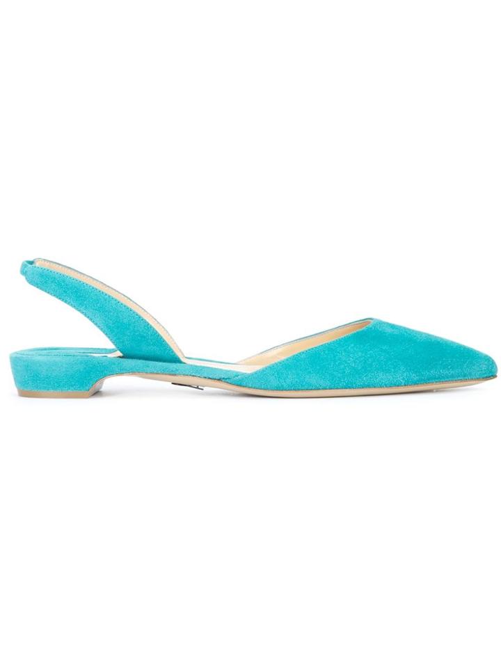 Paul Andrew Sling-back Pointed Ballerinas - Blue