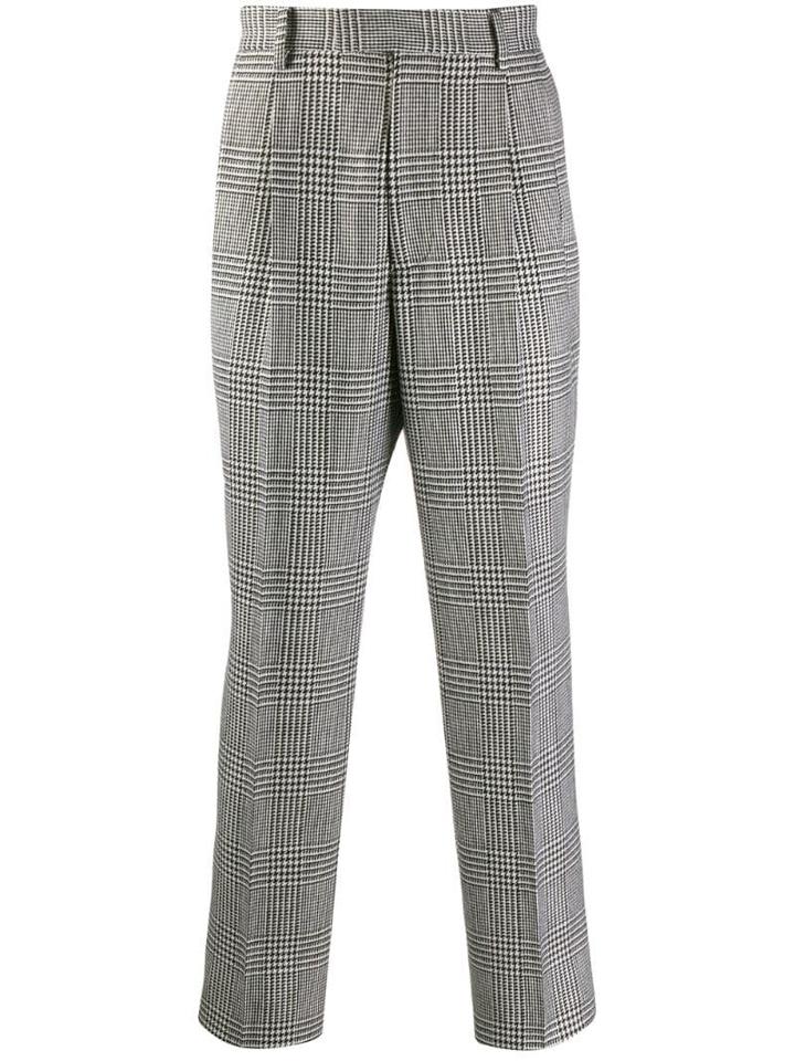 Alexander Mcqueen Straight Houndstooth Trousers - Black