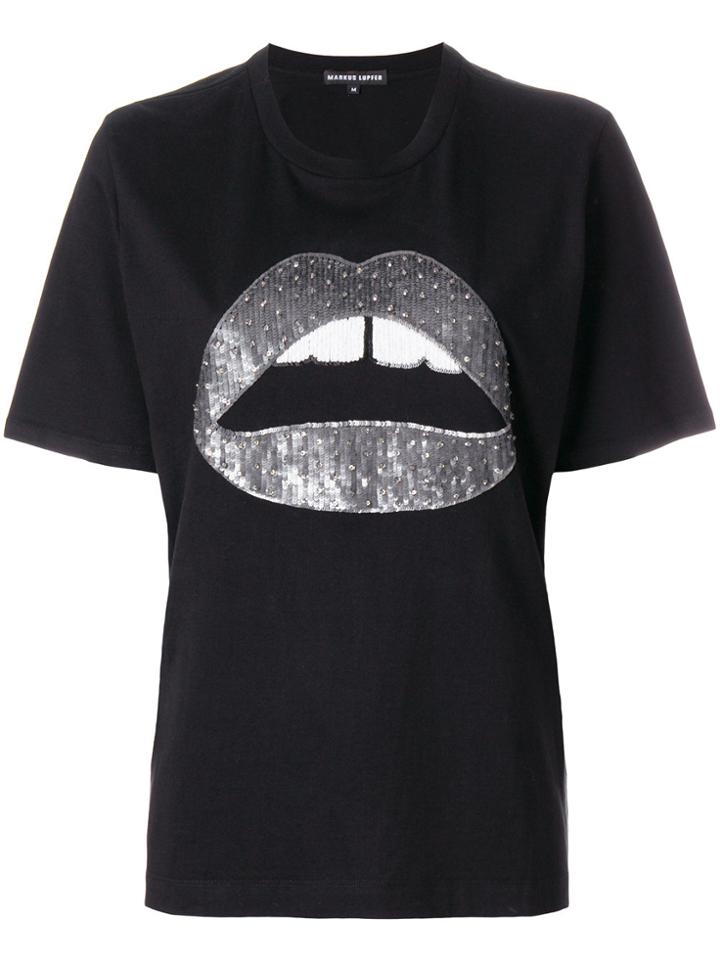 Markus Lupfer Alex Lips Sequined T-shirt - Black