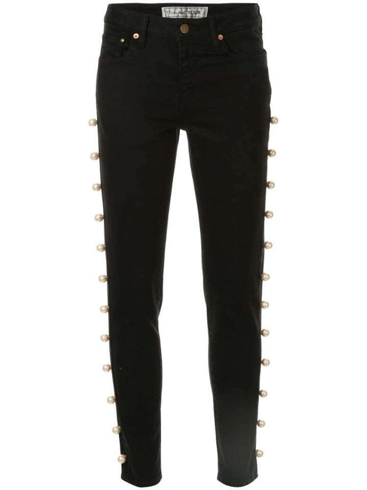 Tu Es Mon Trésor Side Pearl Edge Jeans - Black