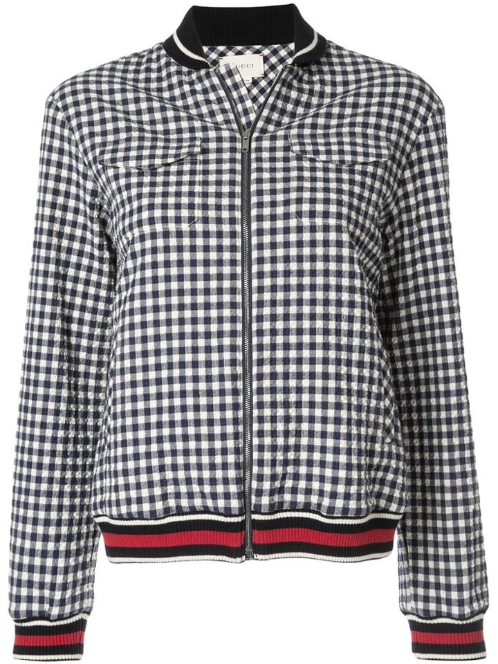 Gucci Pre-owned Vichy Check Bomber Jacket - Blue