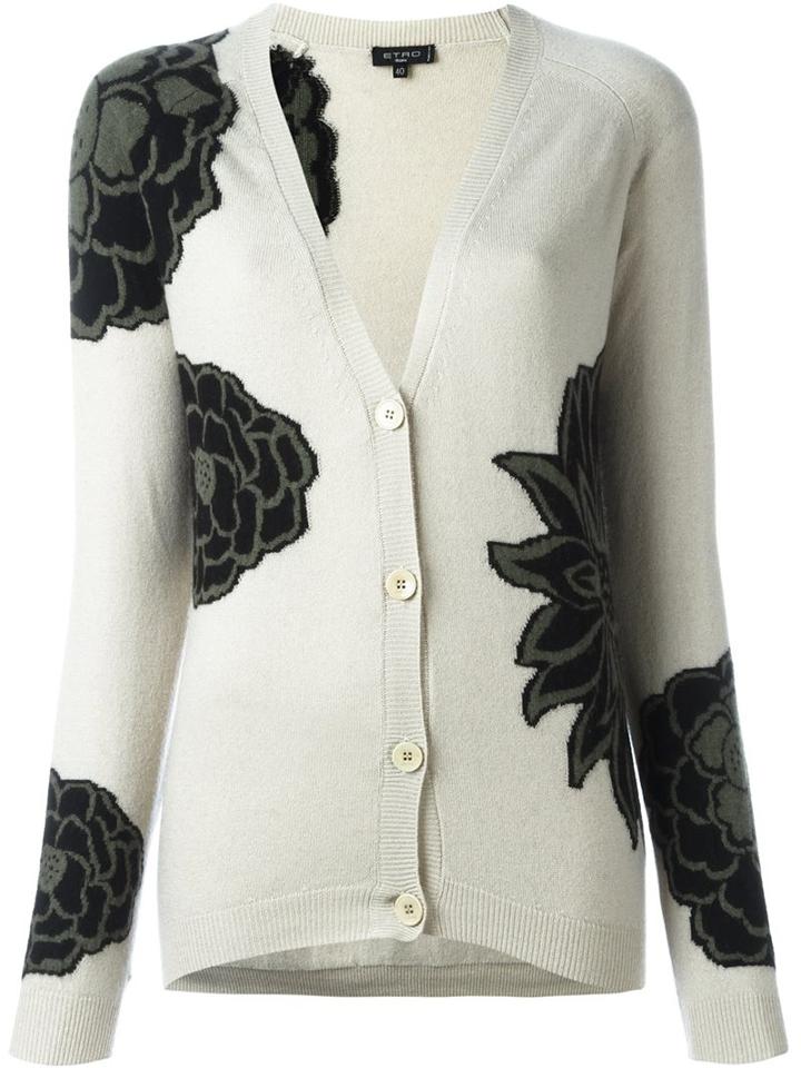 Etro Floral Pattern Cardigan, Women's, Size: 40, Nude/neutrals, Cashmere/wool