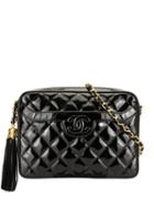 Chanel Pre-owned Quilted Fringe Cc Chain Shoulder Bag - Black