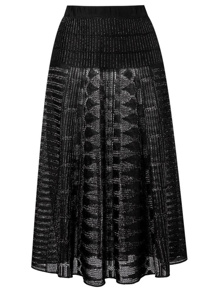 Gig - Knit Midi Skirt - Women - Polyimide - M, Black, Polyimide