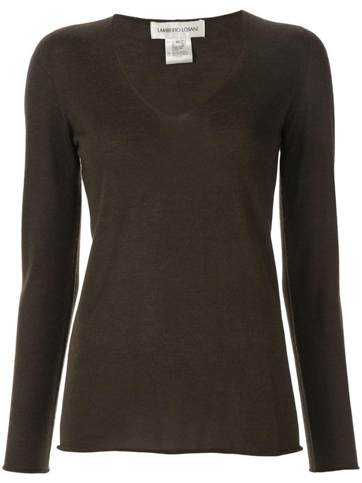 Lamberto Losani V-neck Jumper - Brown