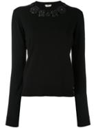 Fendi - Floral Embroidered Sweater - Women - Plastic/wool - 38, Black, Plastic/wool