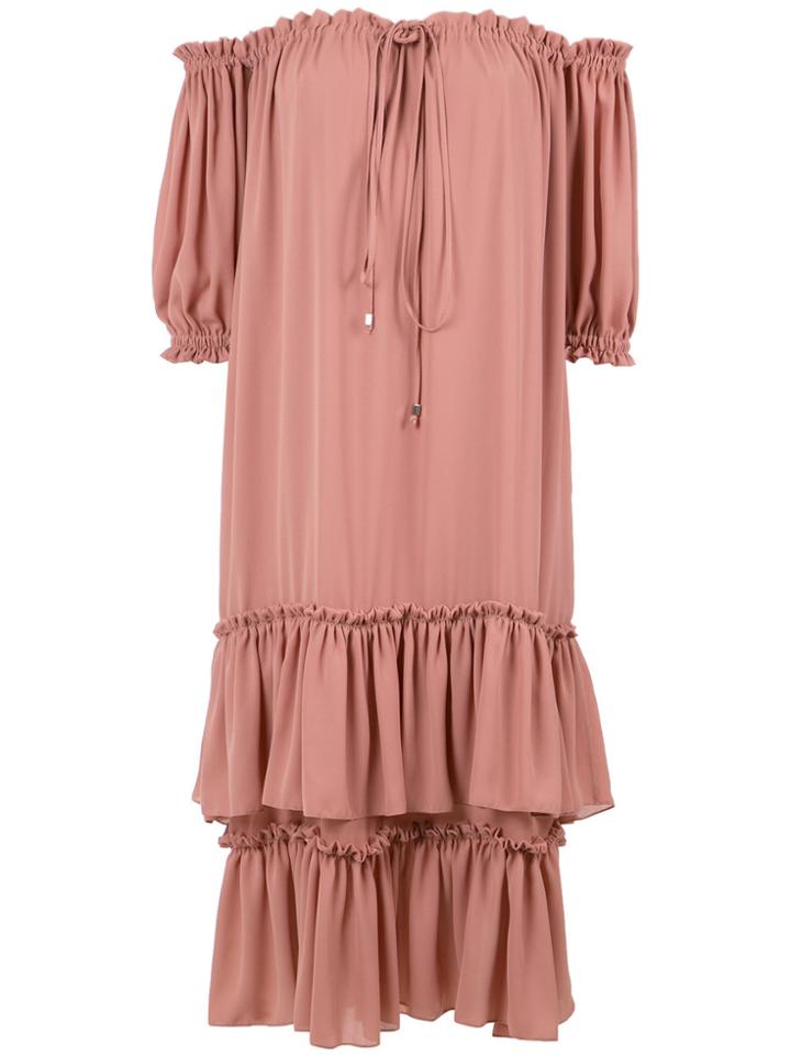 Olympiah Ruffled Midi Dress - Pink & Purple