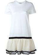 Red Valentino Ruffled Layered Skirt Dress, Women's, Size: Small, White, Cotton/polyamide/polyester