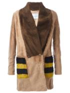 Max Mara Striped Pockets Fur Jacket, Women's, Size: 42, Brown, Lamb Fur/lamb Skin