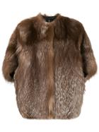 Liska Shortsleeved Fur Coat - Brown