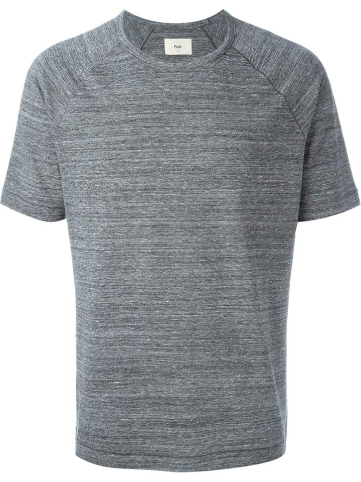 Folk Round Neck T-shirt, Men's, Size: 5, Grey, Polyester/cotton/viscose