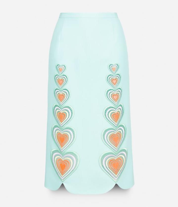 Christopher Kane Midi Love Heart Motif Skirt