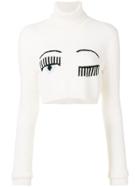 Chiara Ferragni Winking Eye Roll Neck Jumper - White