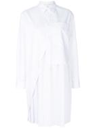 Cédric Charlier Pleated Skirt Shirt Dress - White