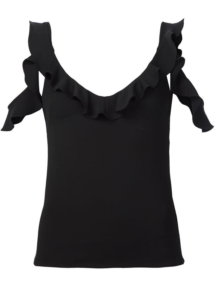 Cushnie Et Ochs Ruffled Top, Women's, Size: 12, Black, Viscose
