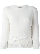 Ermanno Scervino Floral Applique Jumper, Women's, Size: 44, Nude/neutrals, Acrylic/polyester/cashmere/virgin Wool