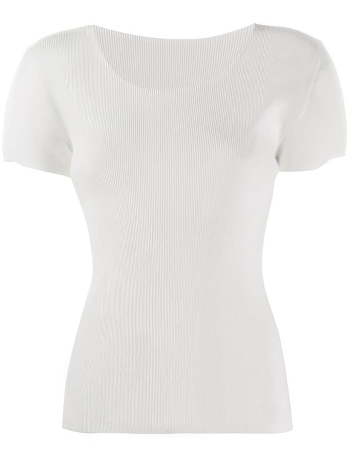 Pleats Please By Issey Miyake Short-sleeve Pleated Top - White