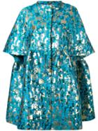 Gianluca Capannolo Metallic Jacquard Coat, Women's, Size: 44, Blue, Cotton/acetate/polyester/polyamide