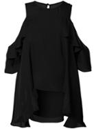 Nicole Miller Cold-shoulder Layered Blouse, Women's, Size: Medium, Black, Silk