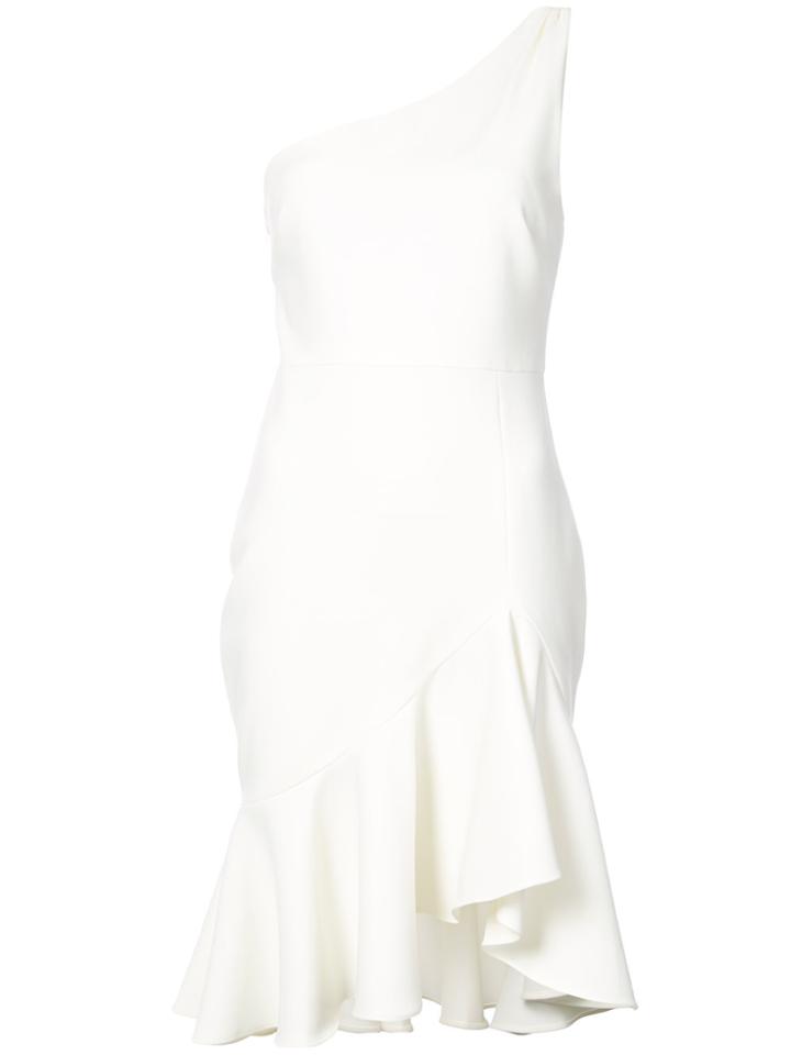 Likely Asymmetric Ruffle Hem Dress - White