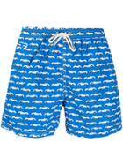 Mc2 Saint Barth Car Pattern Swimming Shorts - Blue