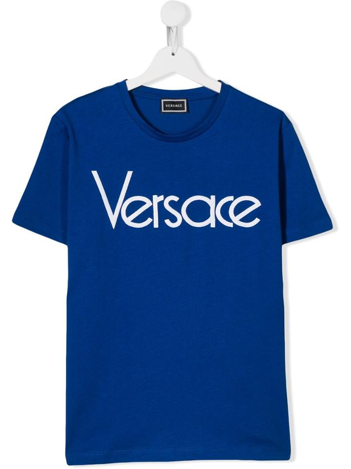 Young Versace Teen Logo Printed T-shirt - Blue