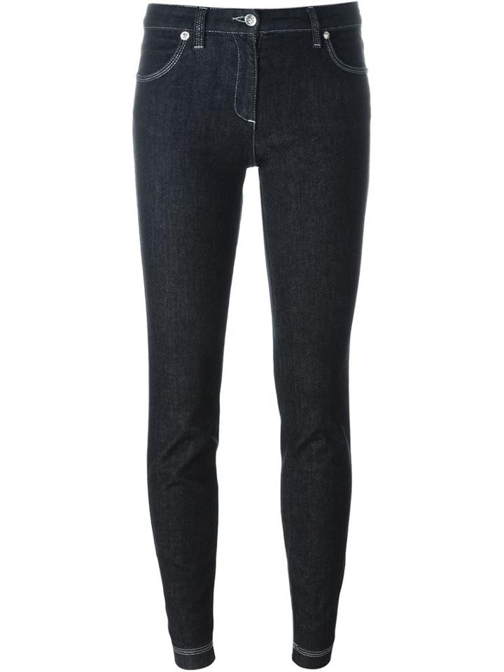 Versus Contrast Trim Skinny Jeans, Women's, Size: 28, Black, Cotton/spandex/elastane/polyester