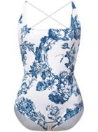 Oscar De La Renta Floral Print Swimsuit - White