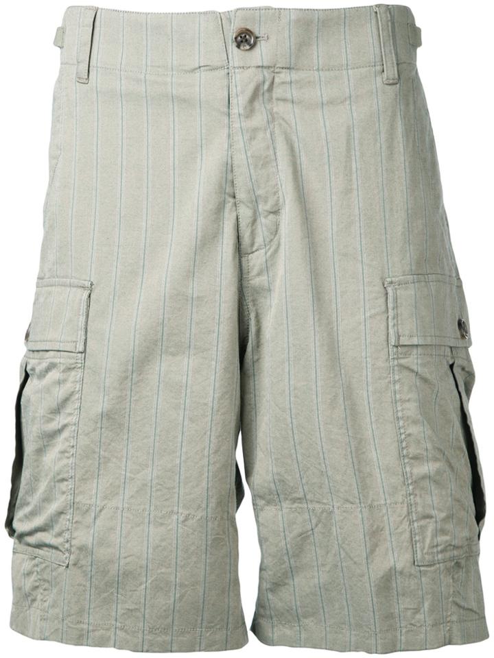 Undercover Faint Striped Cargo Shorts - Green