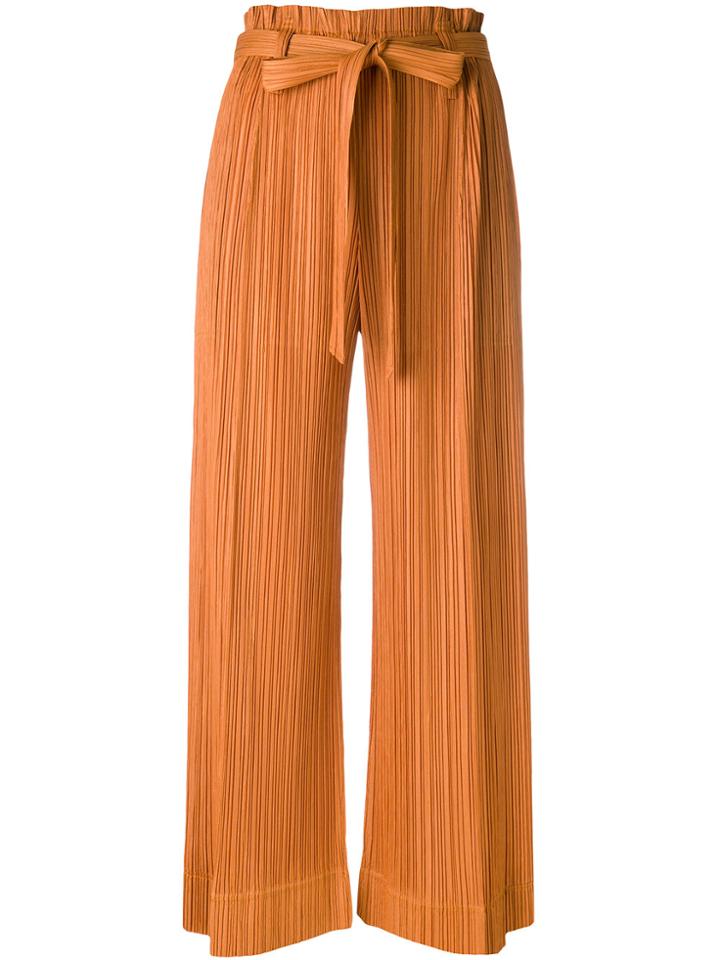 Pleats Please By Issey Miyake Pleated Wide Leg Culottes - Yellow &