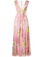 Blumarine Floral Print Pleated Dress - Pink