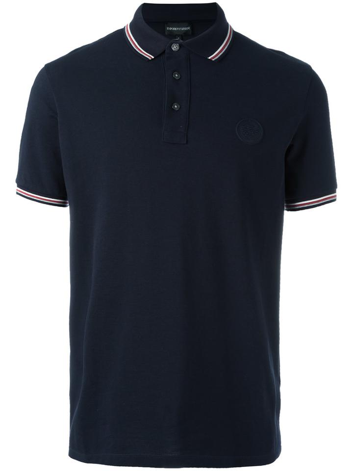 Emporio Armani Embroidered Logo Polo Shirt, Men's, Size: Xxl, Blue, Cotton
