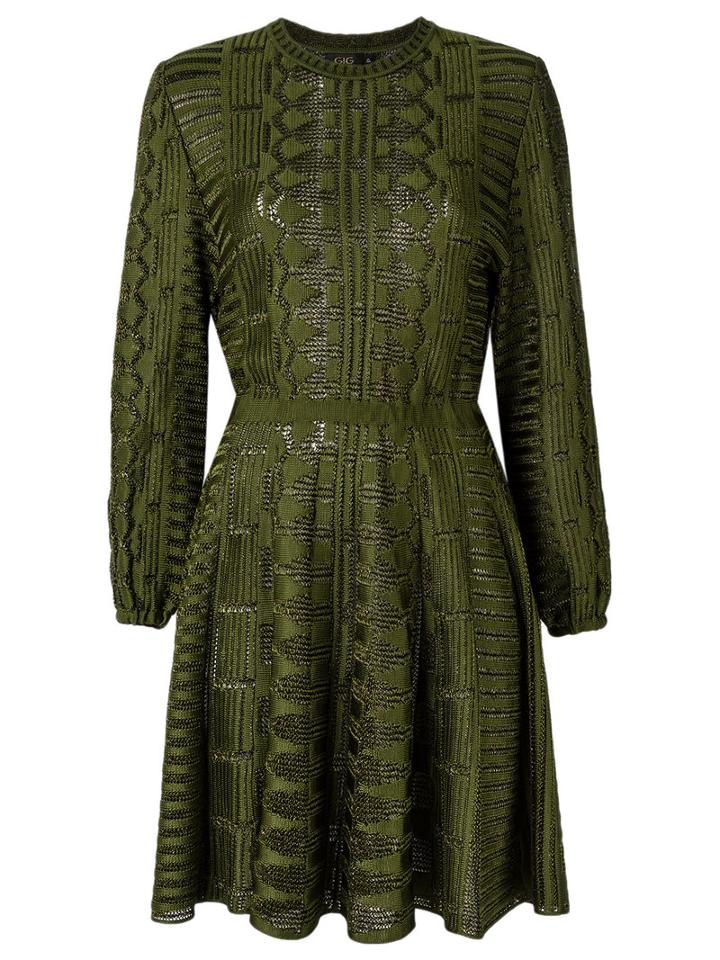 Gig - Knit Flared Dress - Women - Polyimide - P, Green, Polyimide