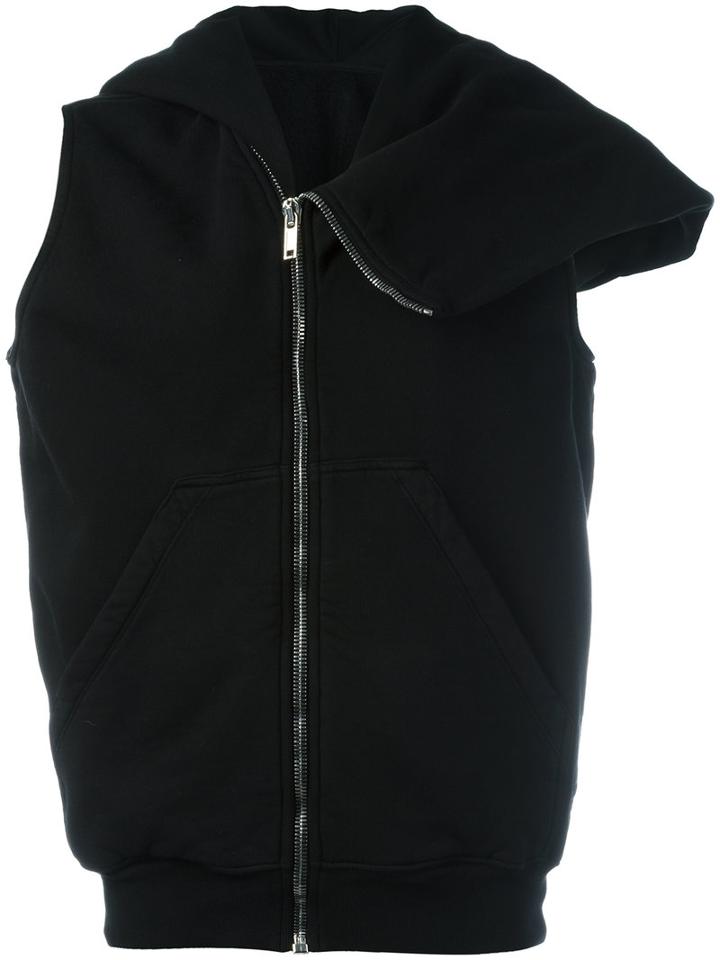 Rick Owens Drkshdw Zip Up Asymmetric Hoodie, Men's, Size: Medium, Black, Cotton