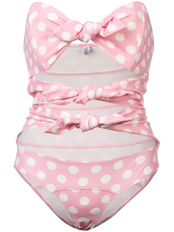 Lisa Marie Fernandez Cut-detail Polka Dot Swimsuit - Pink & Purple