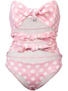 Lisa Marie Fernandez Cut-detail Polka Dot Swimsuit - Pink & Purple