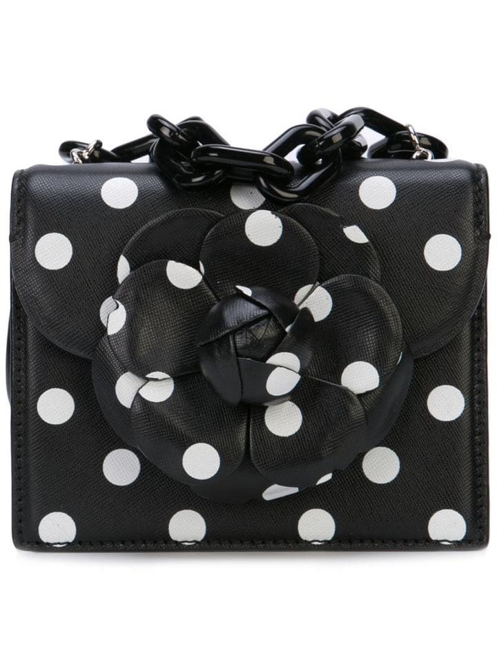 Oscar De La Renta Mini Tro Polka-dot Tote - Black