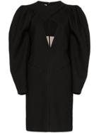 Situationist Voluminous Sleeve Open Front Wool Dress - Black