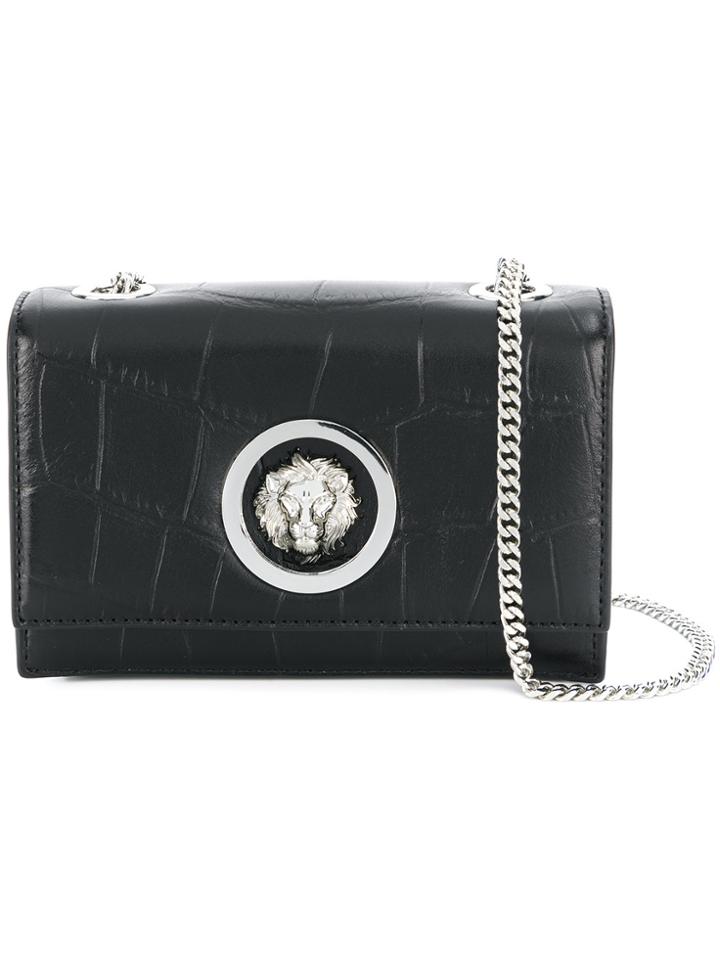 Versus Croc Effect Cross Body Bag - Black