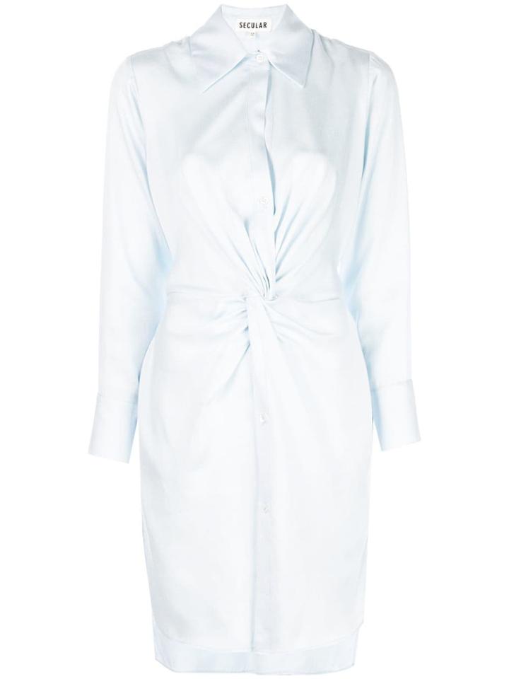 Secular. Lab Shirt Dress With Knot Detail - Blue