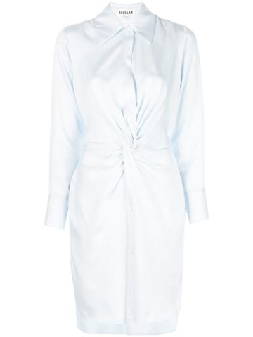 Secular. Lab Shirt Dress With Knot Detail - Blue