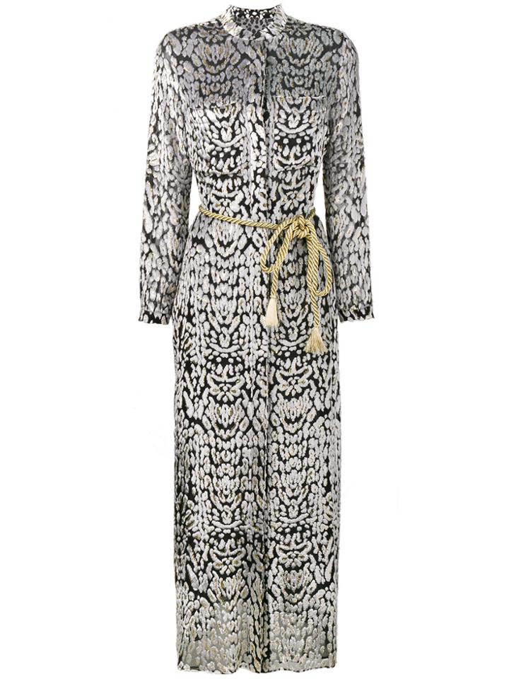 Adam Lippes Long Leopard Print Shirt Dress - Black